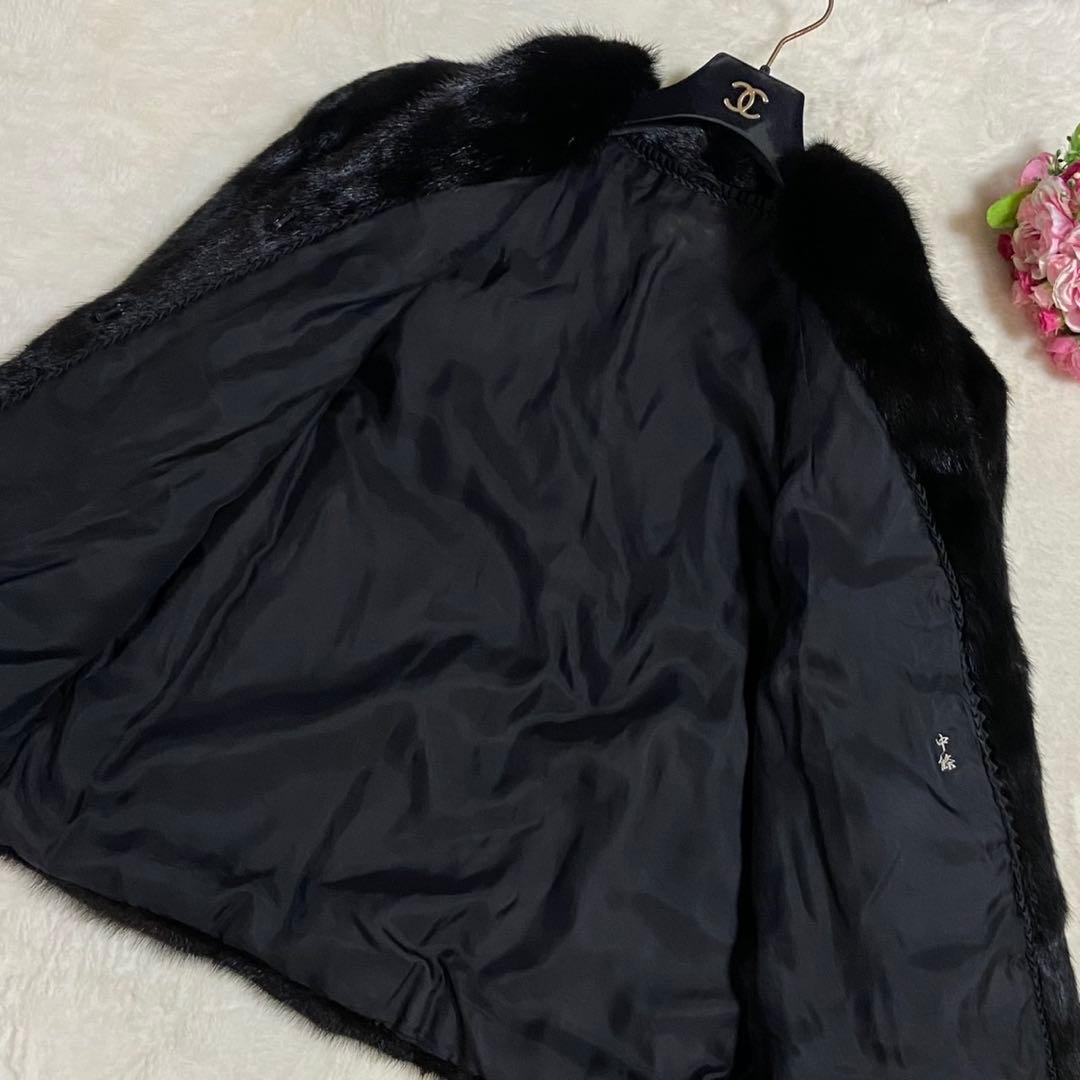 【美品】ミンク 本毛皮 コート ブラック 毛並み◎