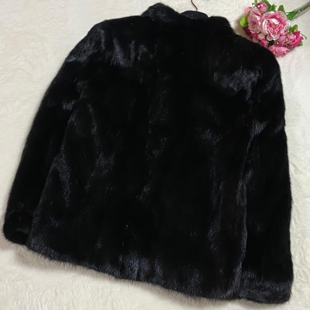 【美品】ミンク 本毛皮 コート ブラック 毛並み◎
