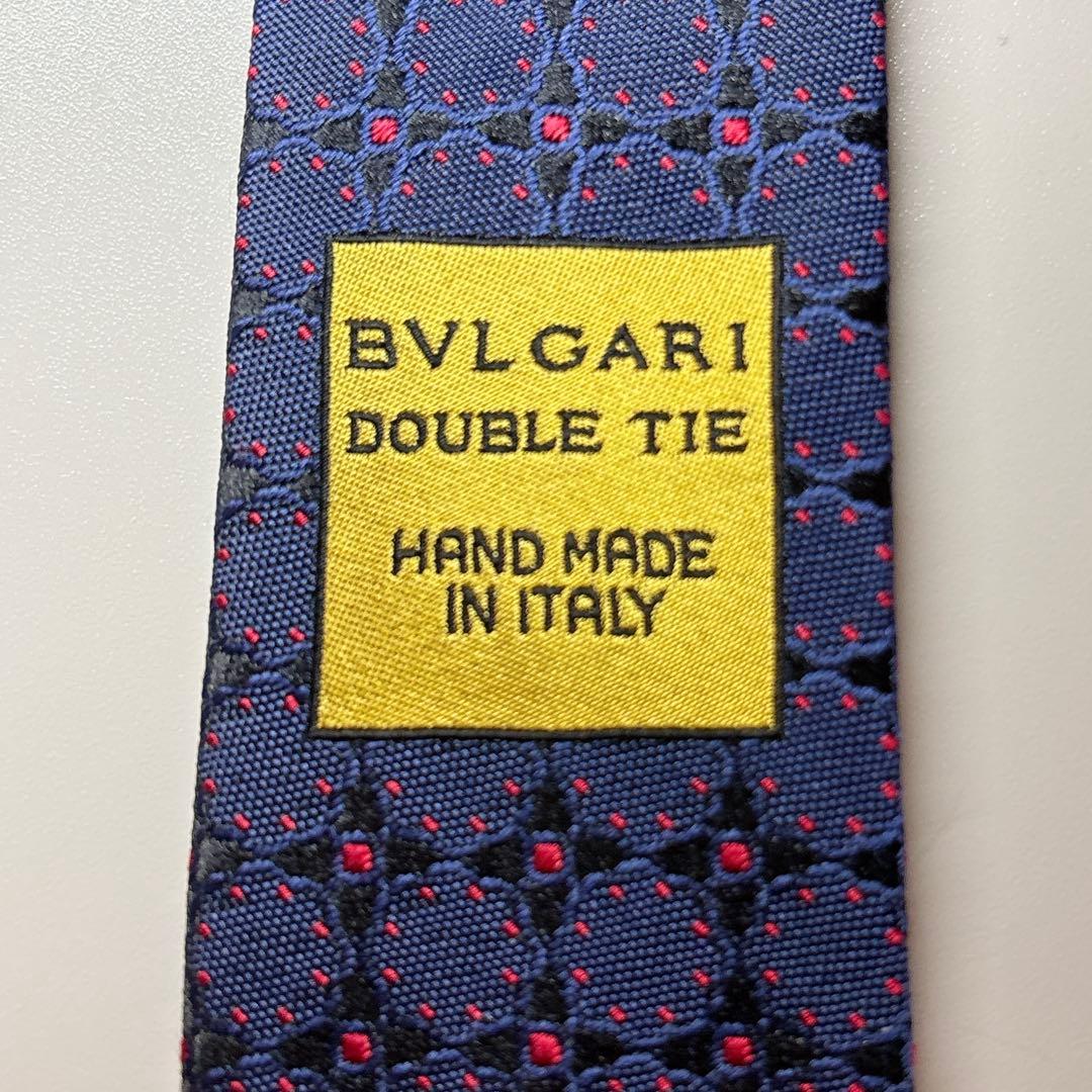 未使用 BVLGARI ロゴマニア ダブルフェイス ネクタイ ネイビー 箱付