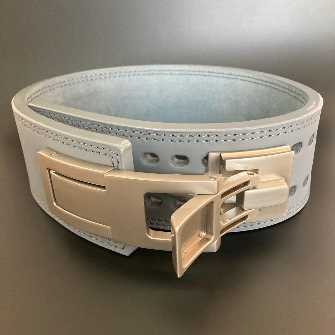 新品 グレー パワーベルト レバーアクション XL ワンタッチ可変式 マット銀