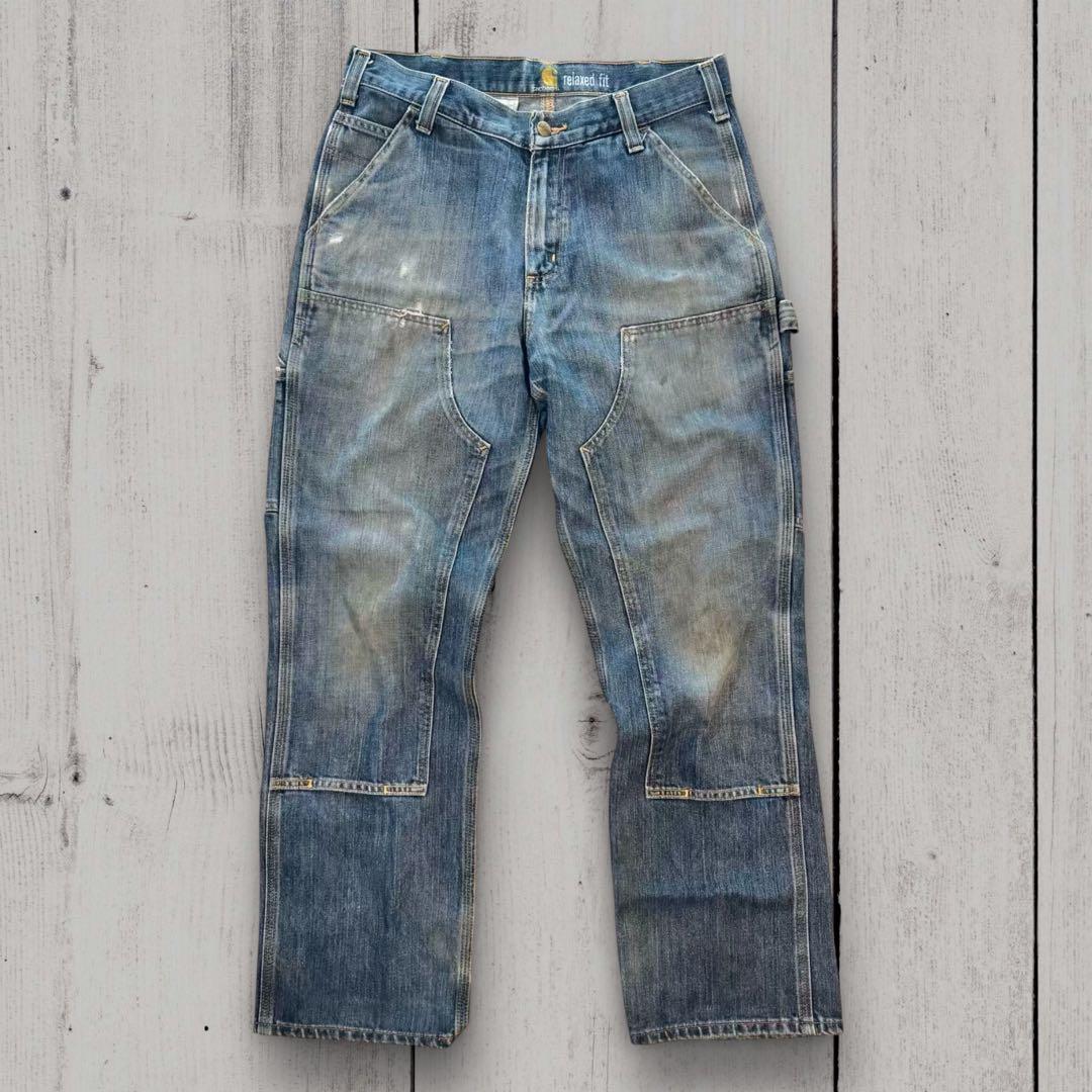 【Carhartt】ダブルニー デニム フェード良好 ゴールデンサイズ#501