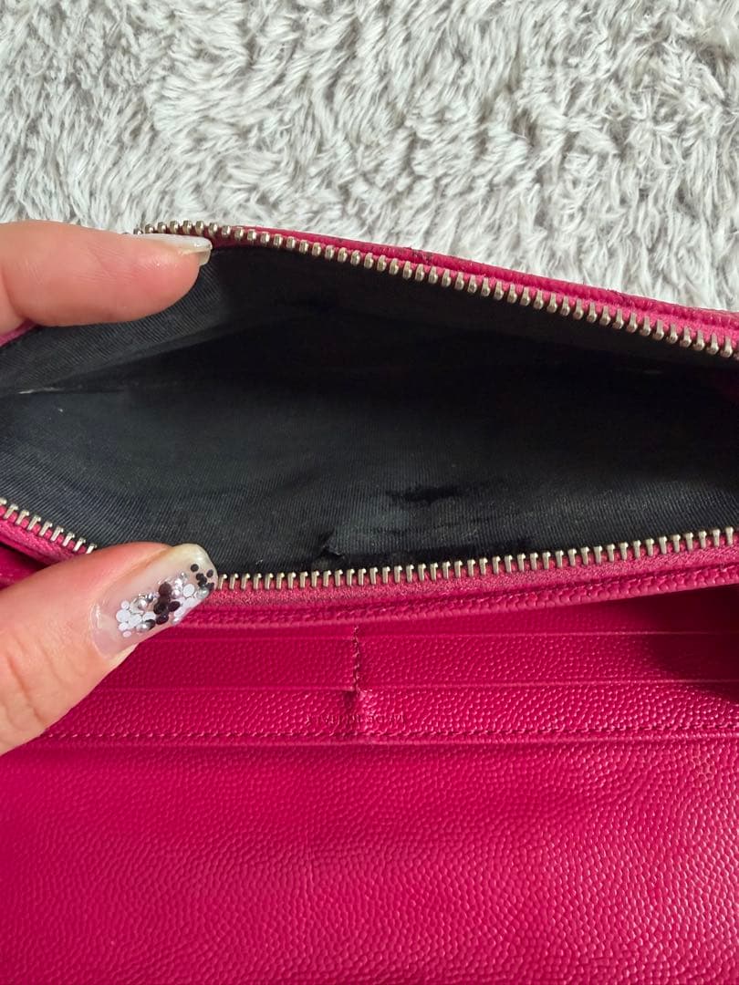 YSL ピンク キルティング長財布