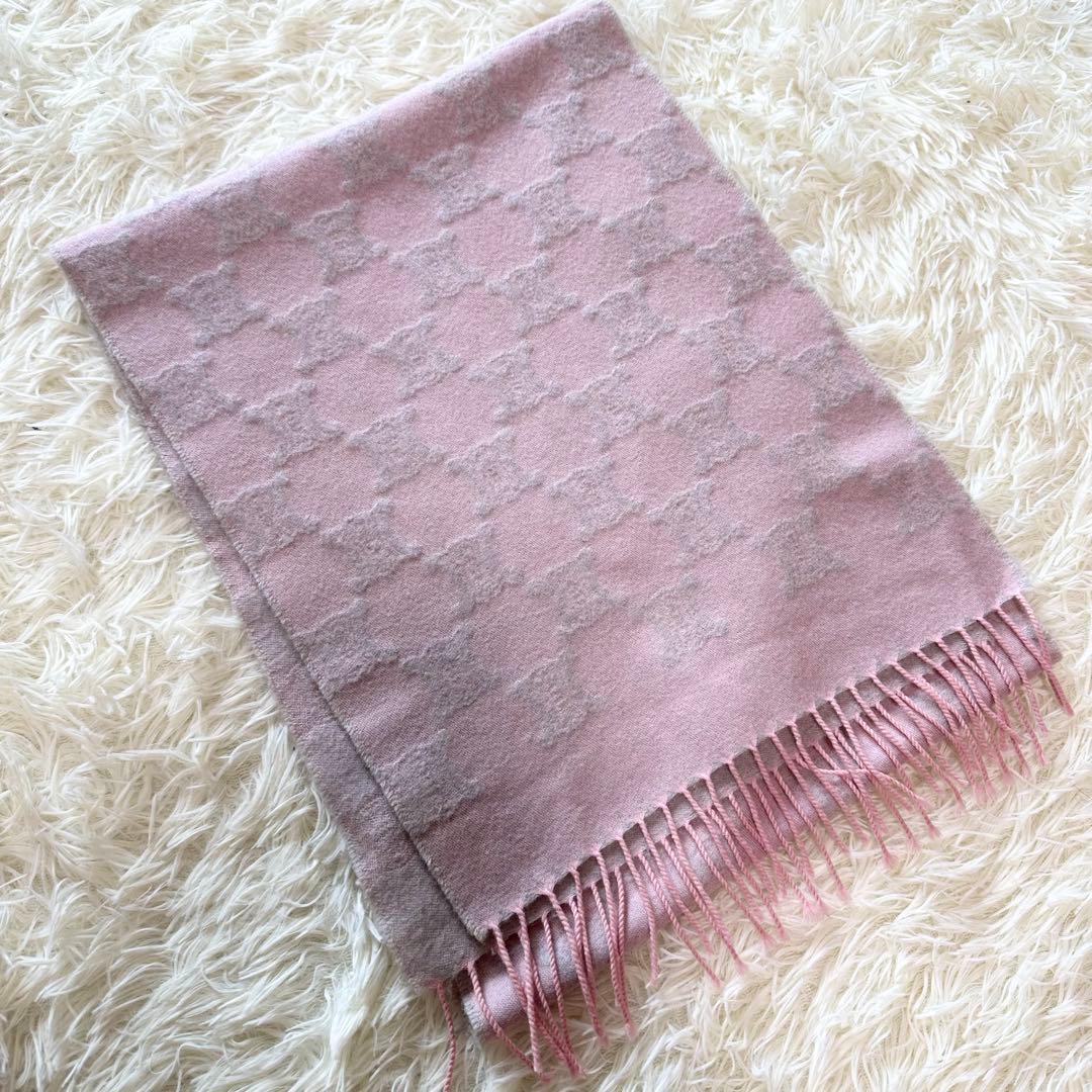 CELINE セリーヌ トリオンフ マフラー ピンク グレー