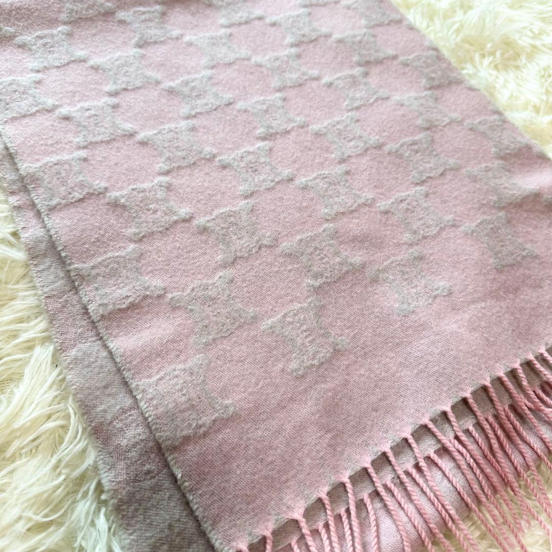 CELINE セリーヌ トリオンフ マフラー ピンク グレー