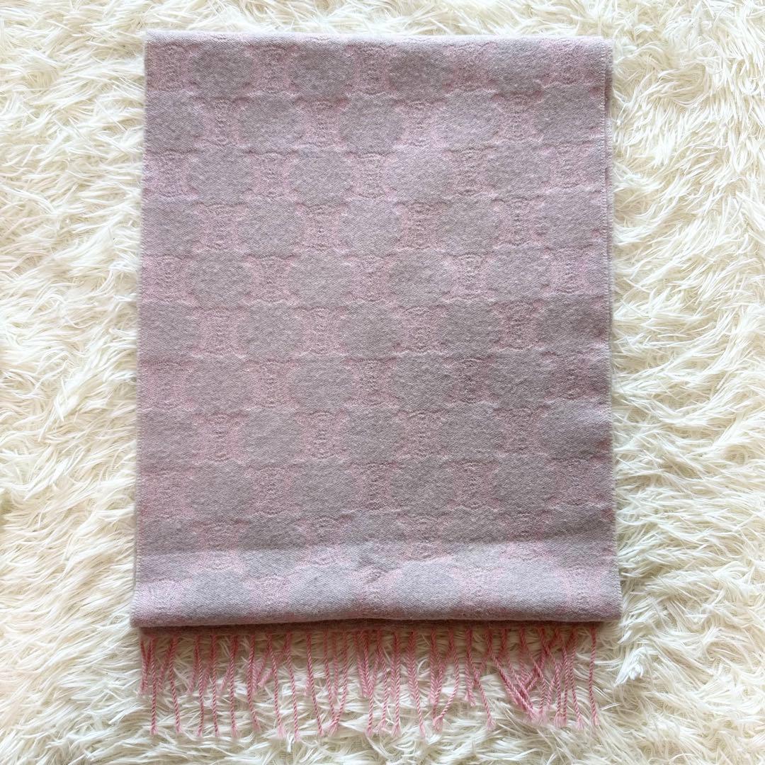 CELINE セリーヌ トリオンフ マフラー ピンク グレー