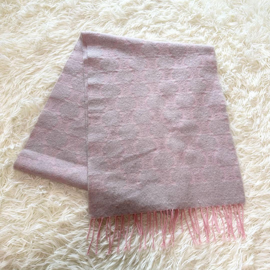 CELINE セリーヌ トリオンフ マフラー ピンク グレー