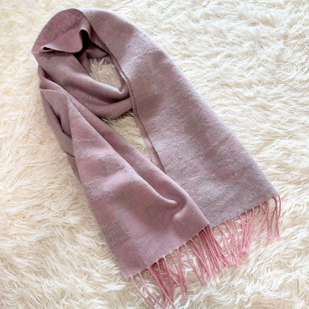 CELINE セリーヌ トリオンフ マフラー ピンク グレー