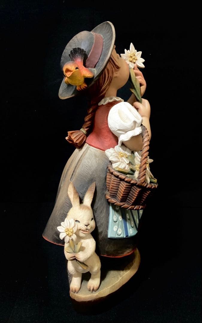 【希少 大サイズ】ANRI Golden Blossom 38cm 木彫り 美品