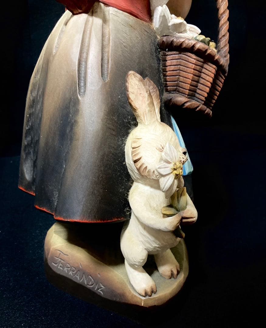 【希少 大サイズ】ANRI Golden Blossom 38cm 木彫り 美品