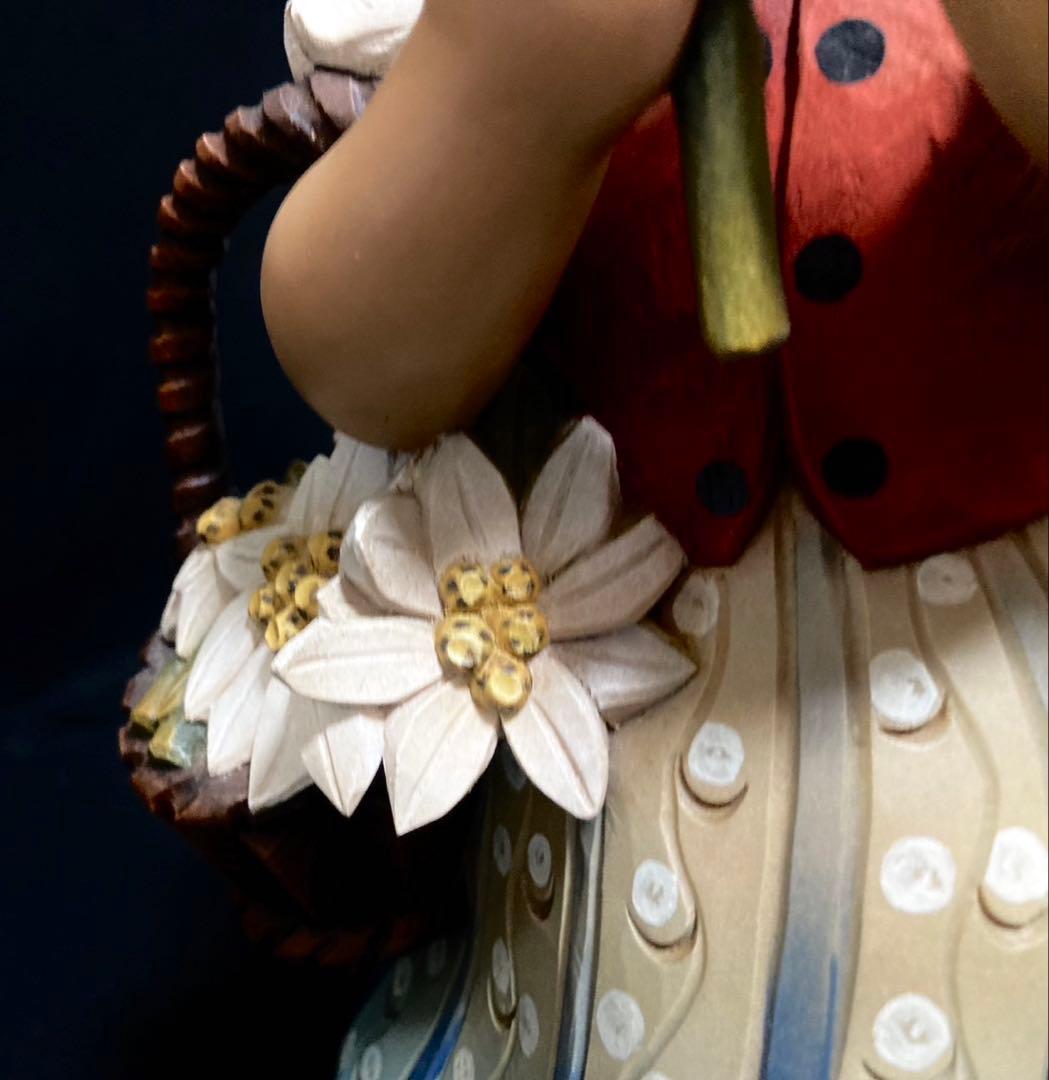 【希少 大サイズ】ANRI Golden Blossom 38cm 木彫り 美品