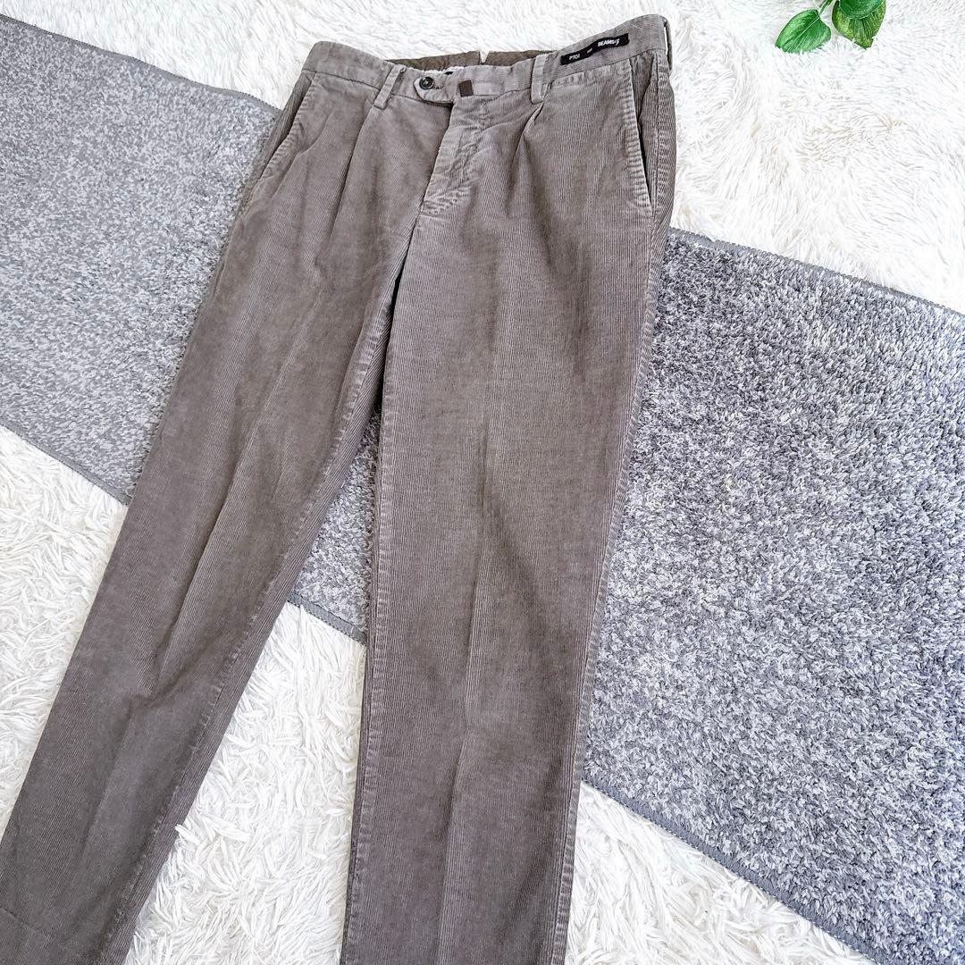 PT01 BEAMS F スリムフィット コーデュロイ　スラックス グレージュ