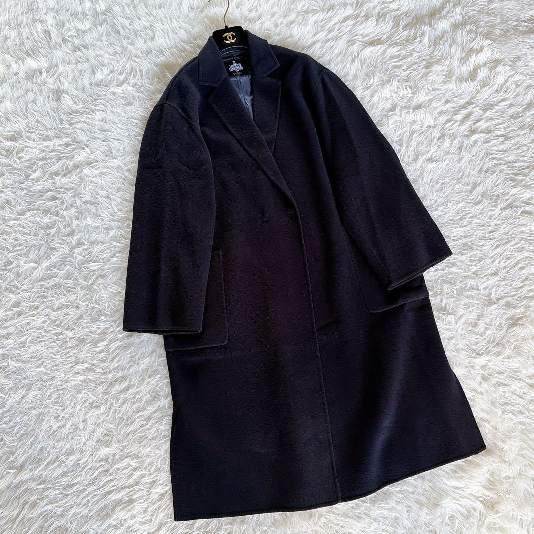 【スローブイエナ】HAMILTONダブルフェイスウールロングコート ネイビー F