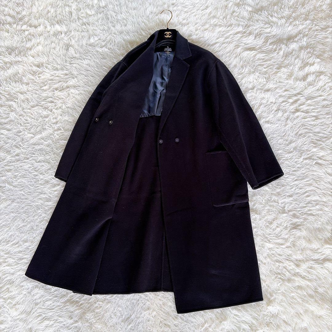【スローブイエナ】HAMILTONダブルフェイスウールロングコート ネイビー F