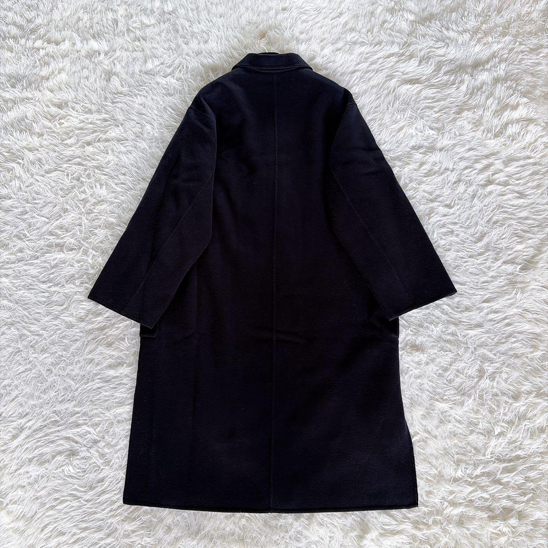 【スローブイエナ】HAMILTONダブルフェイスウールロングコート ネイビー F