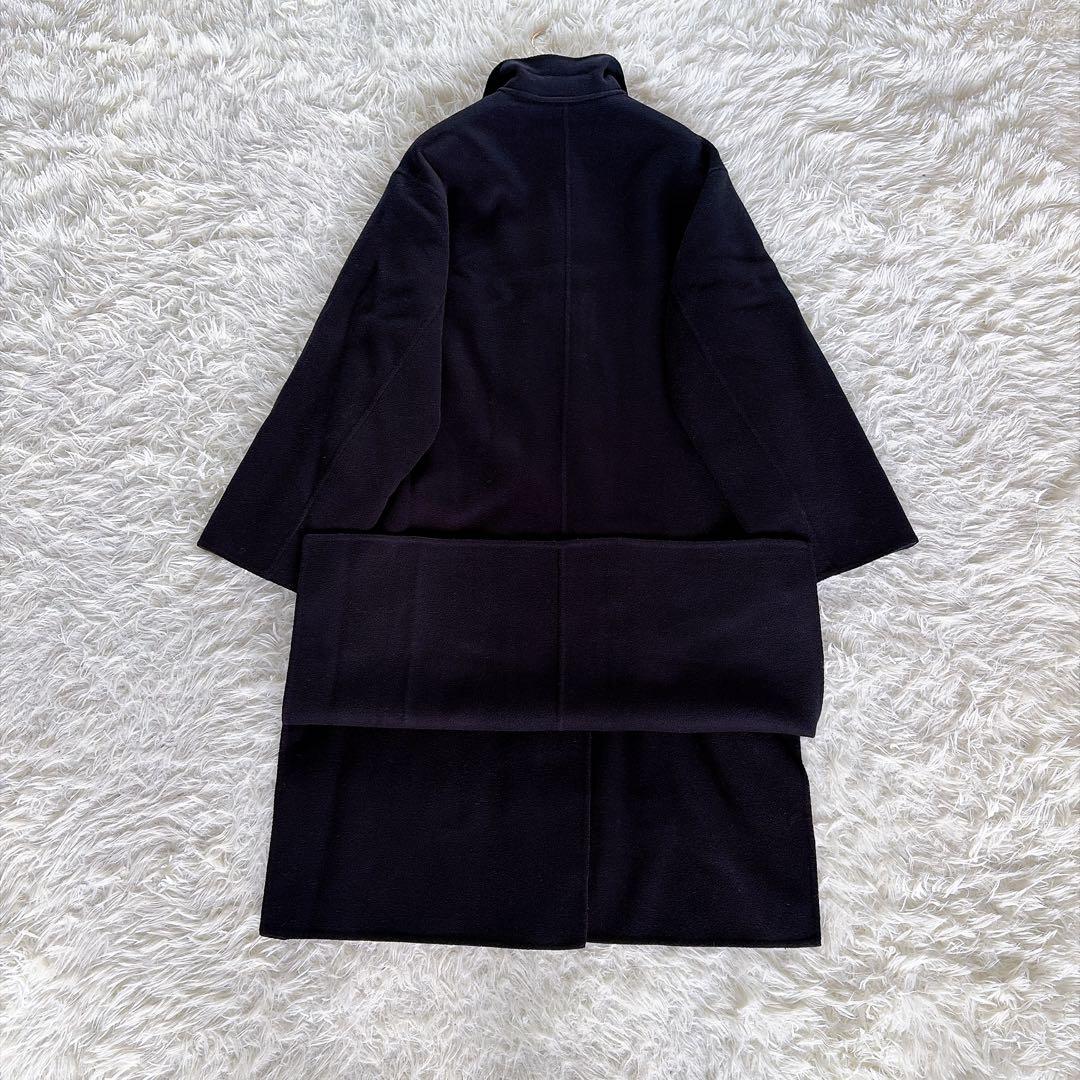 【スローブイエナ】HAMILTONダブルフェイスウールロングコート ネイビー F