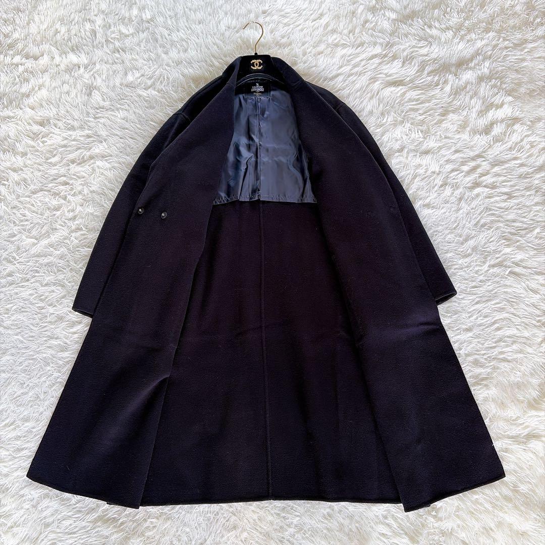 【スローブイエナ】HAMILTONダブルフェイスウールロングコート ネイビー F