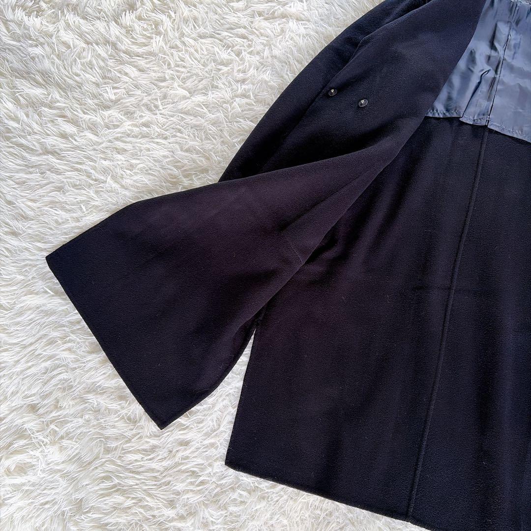 【スローブイエナ】HAMILTONダブルフェイスウールロングコート ネイビー F