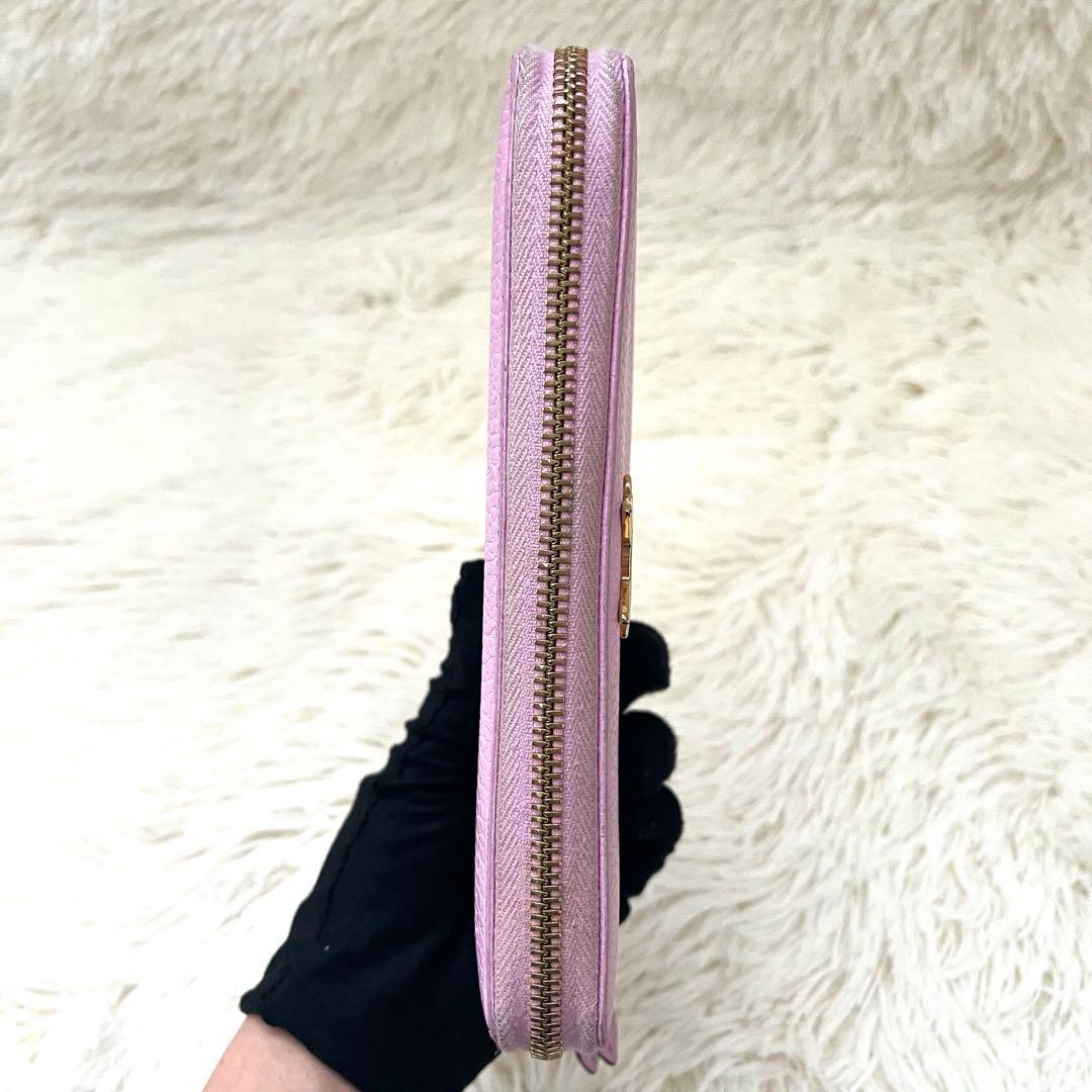 GUCCI ボスコ GGマーモント ジップアラウンドウォレット ピンクレザー