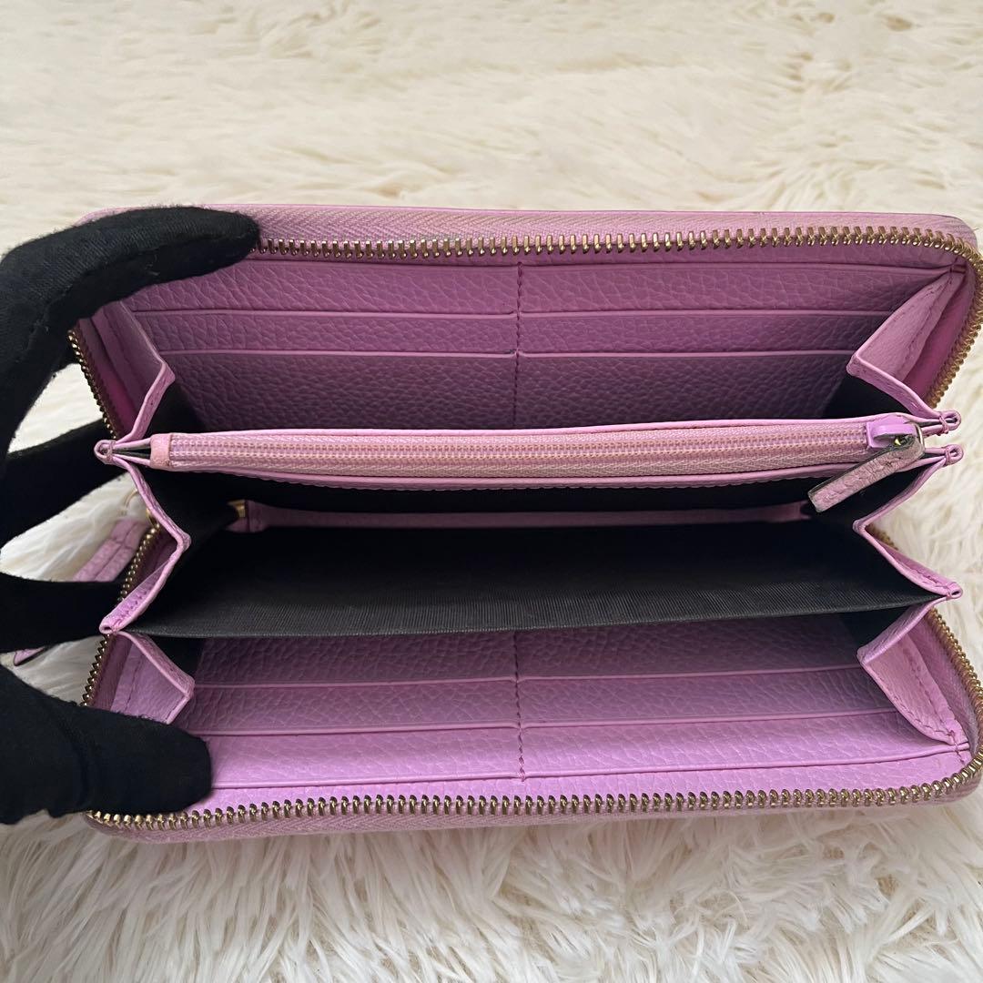 GUCCI ボスコ GGマーモント ジップアラウンドウォレット ピンクレザー
