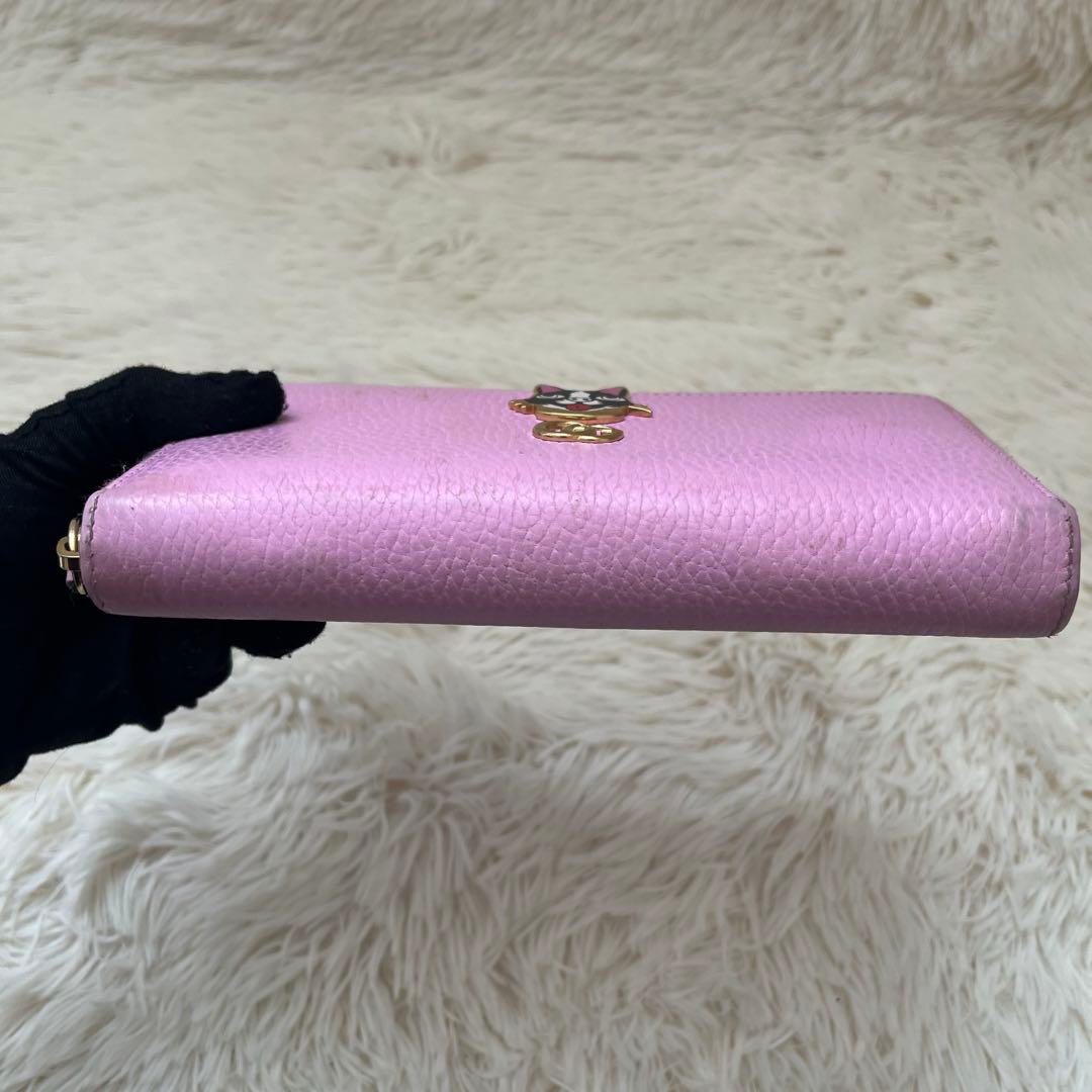 GUCCI ボスコ GGマーモント ジップアラウンドウォレット ピンクレザー