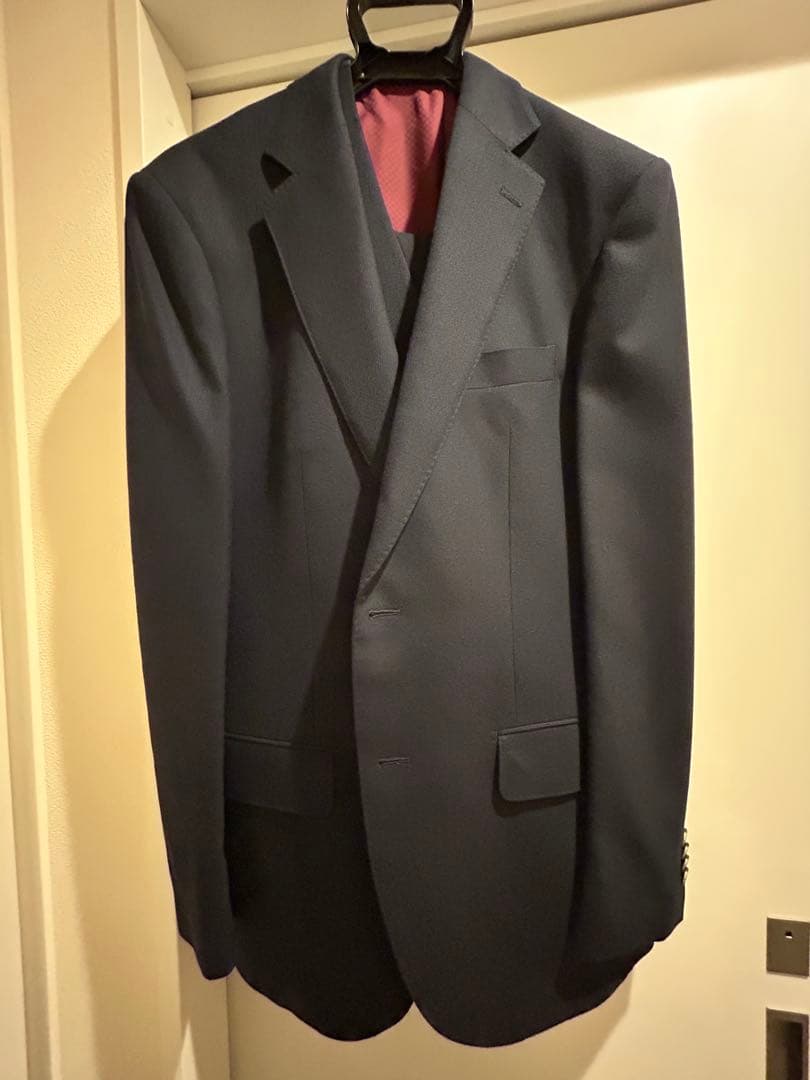 【PON様☆美品3ピース、2パンツ！】ネイビー スーツ ベスト付き