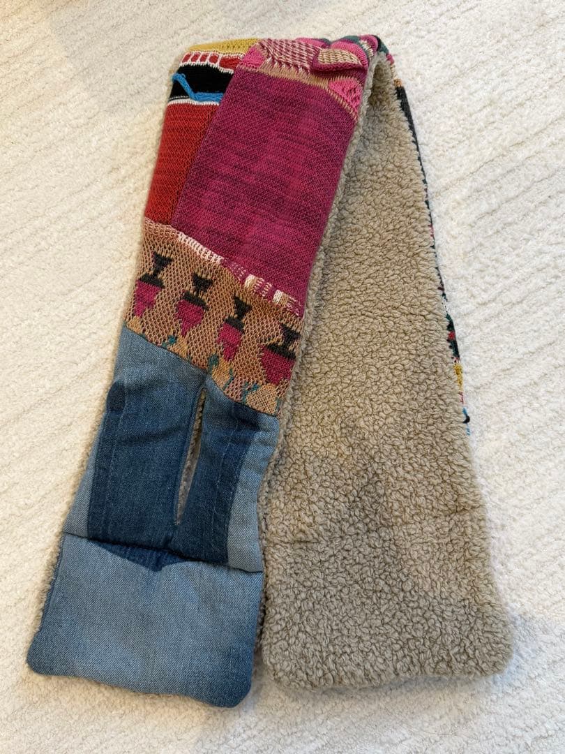 KAPITAL KOUNTRY リメイク マフラー／デニム × ニット × ボア