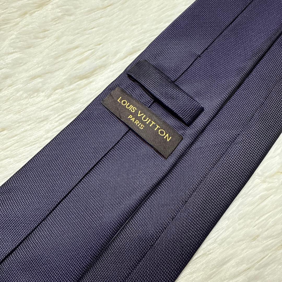 【未使用級】LOUIS VUITTON ネクタイ　高級シルク　パープル　希少ロゴ