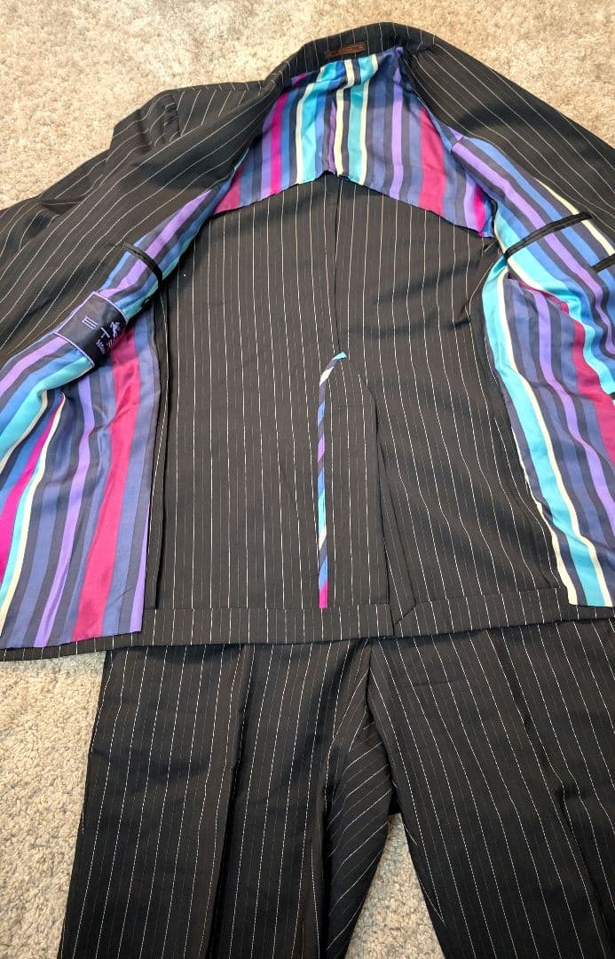 【良品】エトロ ストライプスーツ 44