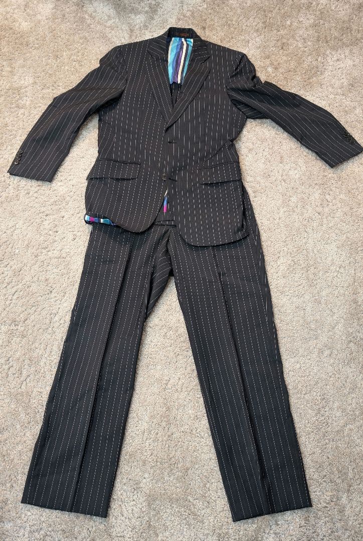 【良品】エトロ ストライプスーツ 44