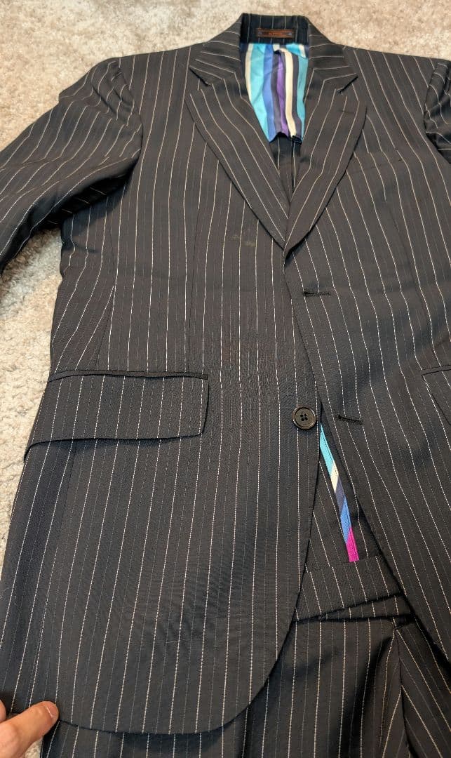 【良品】エトロ ストライプスーツ 44
