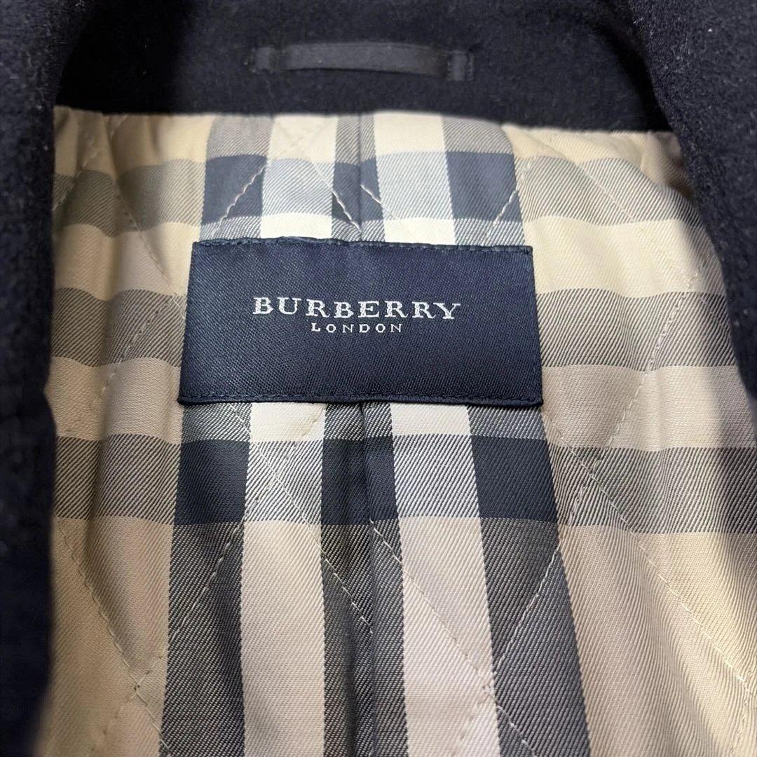 美品廃盤 バーバリーロンドンネイビー ダブルブレスト ピーコートノバチェック