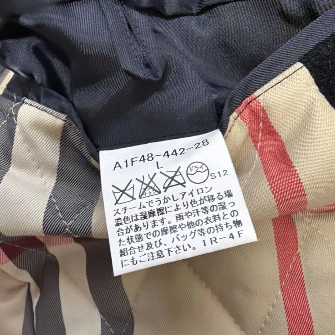 美品廃盤 バーバリーロンドンネイビー ダブルブレスト ピーコートノバチェック