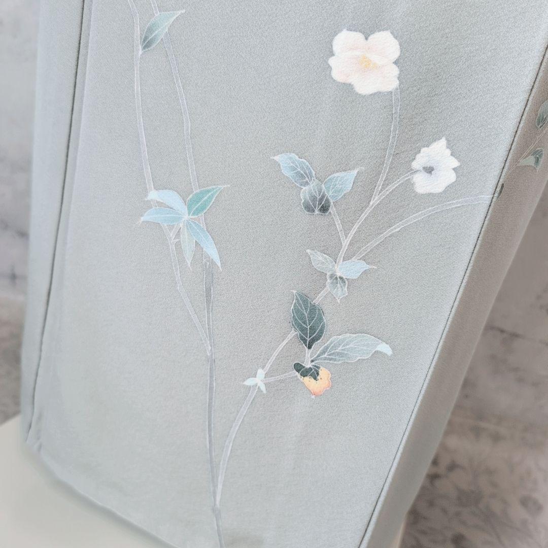 訪問着　フルセット　加賀友禅　虫食い　着物　正絹　花　祝い事　落款　E1