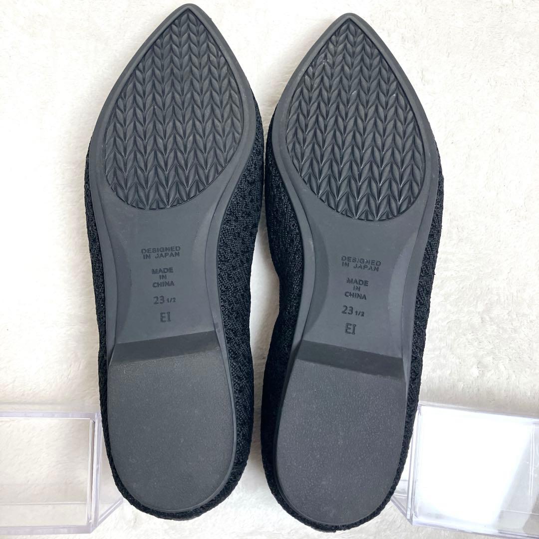 candy 極美品DIANA フラットパンプス 23.5 黒ニット赤ハート