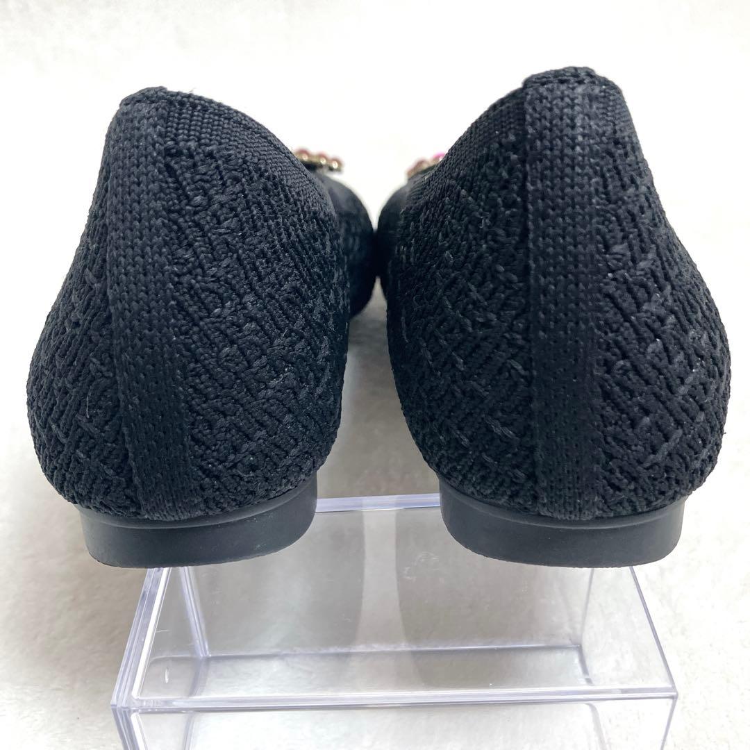 candy 極美品DIANA フラットパンプス 23.5 黒ニット赤ハート