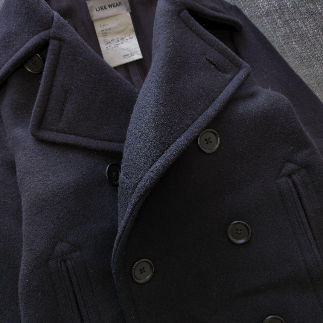 ヤエカ　ライクウェア　リラックスフィット　メルトンウール　ピーコート　ネイビー