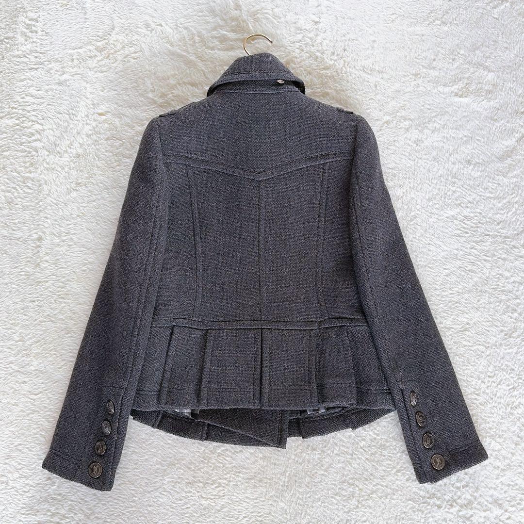 極美品✨【バーバリーブルーレーベル】銀ボタン ダブルショートコート 裾プリーツ