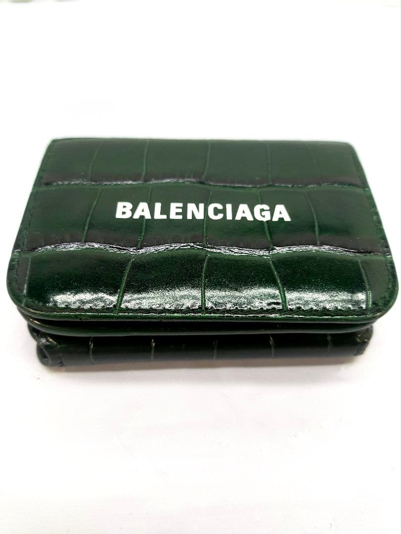 美品 バレンシアガ クロコ 三つ折り財布 コンパクトウォレット ミニ財布