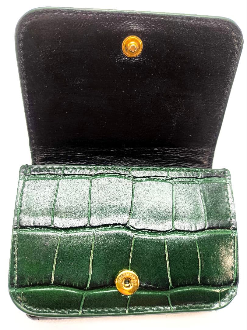 美品 バレンシアガ クロコ 三つ折り財布 コンパクトウォレット ミニ財布