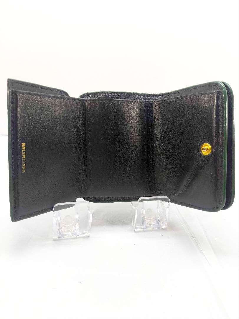 美品 バレンシアガ クロコ 三つ折り財布 コンパクトウォレット ミニ財布