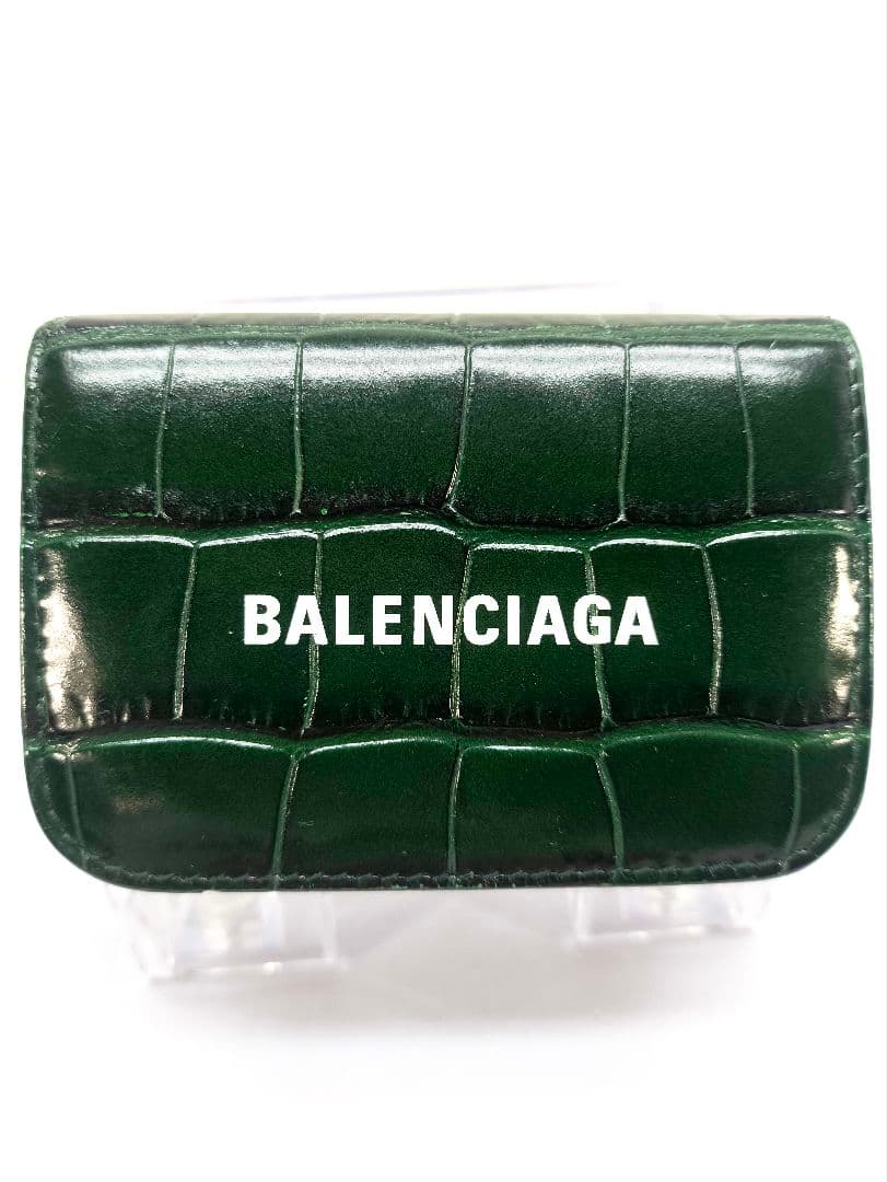 美品 バレンシアガ クロコ 三つ折り財布 コンパクトウォレット ミニ財布