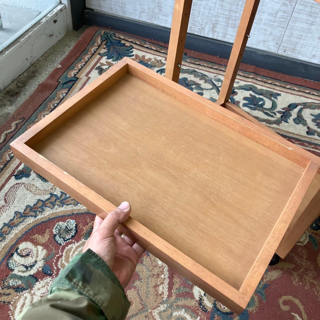 昭和レトロ タイル張り 木製キッチンワゴン キャスター付き キッチンカート