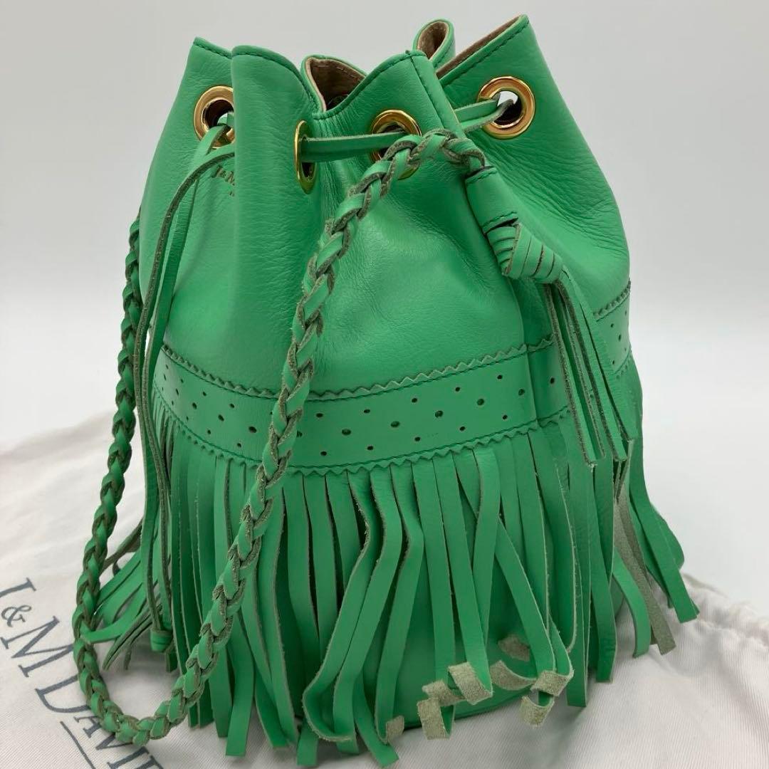 【美品】J&M DAVIDSON カーニバル ショルダーバッグ グリーン