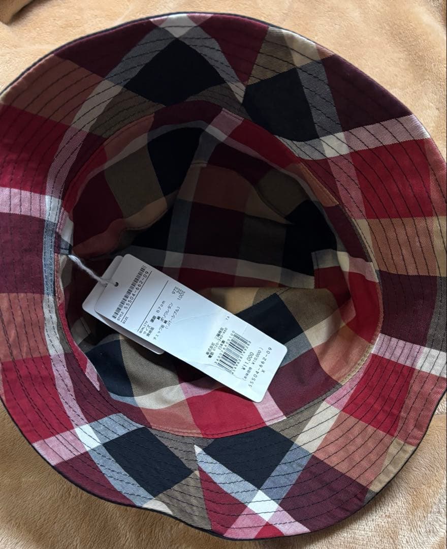 新品　未使用　ブルーレーベルクレストブリッジ　バケットハット　レッド　チェック