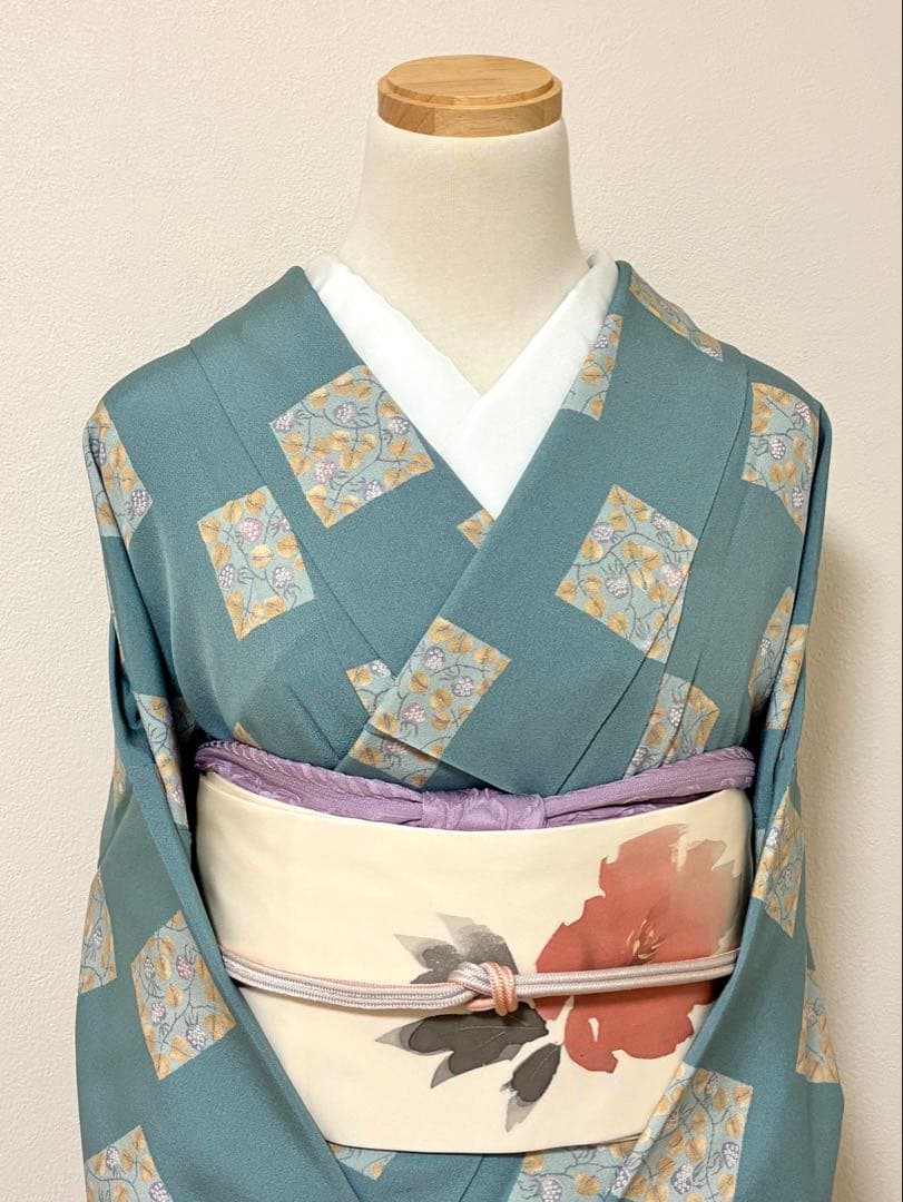 セット　塩瀬　抽象的な花＋鬼しぼ縮緬　野菜模様