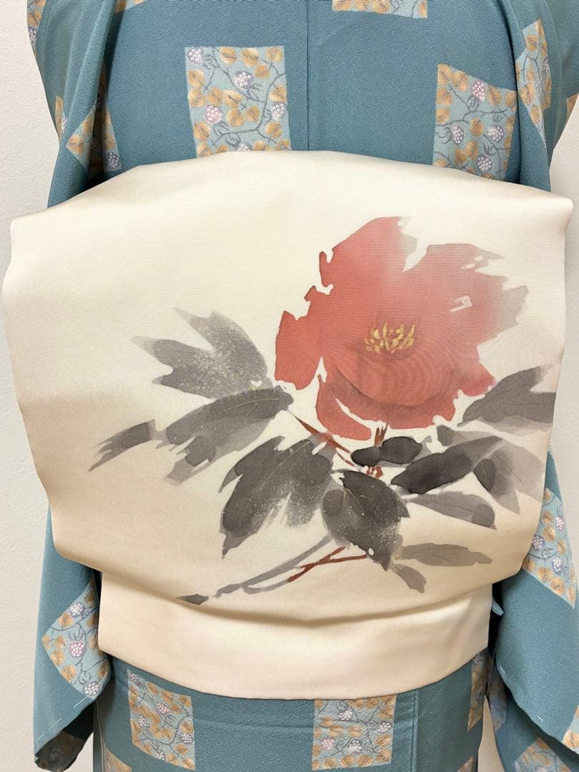 セット　塩瀬　抽象的な花＋鬼しぼ縮緬　野菜模様