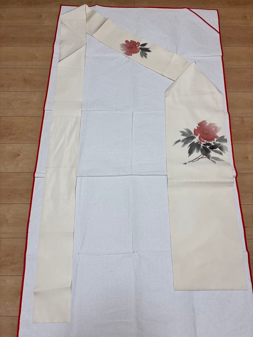 セット　塩瀬　抽象的な花＋鬼しぼ縮緬　野菜模様