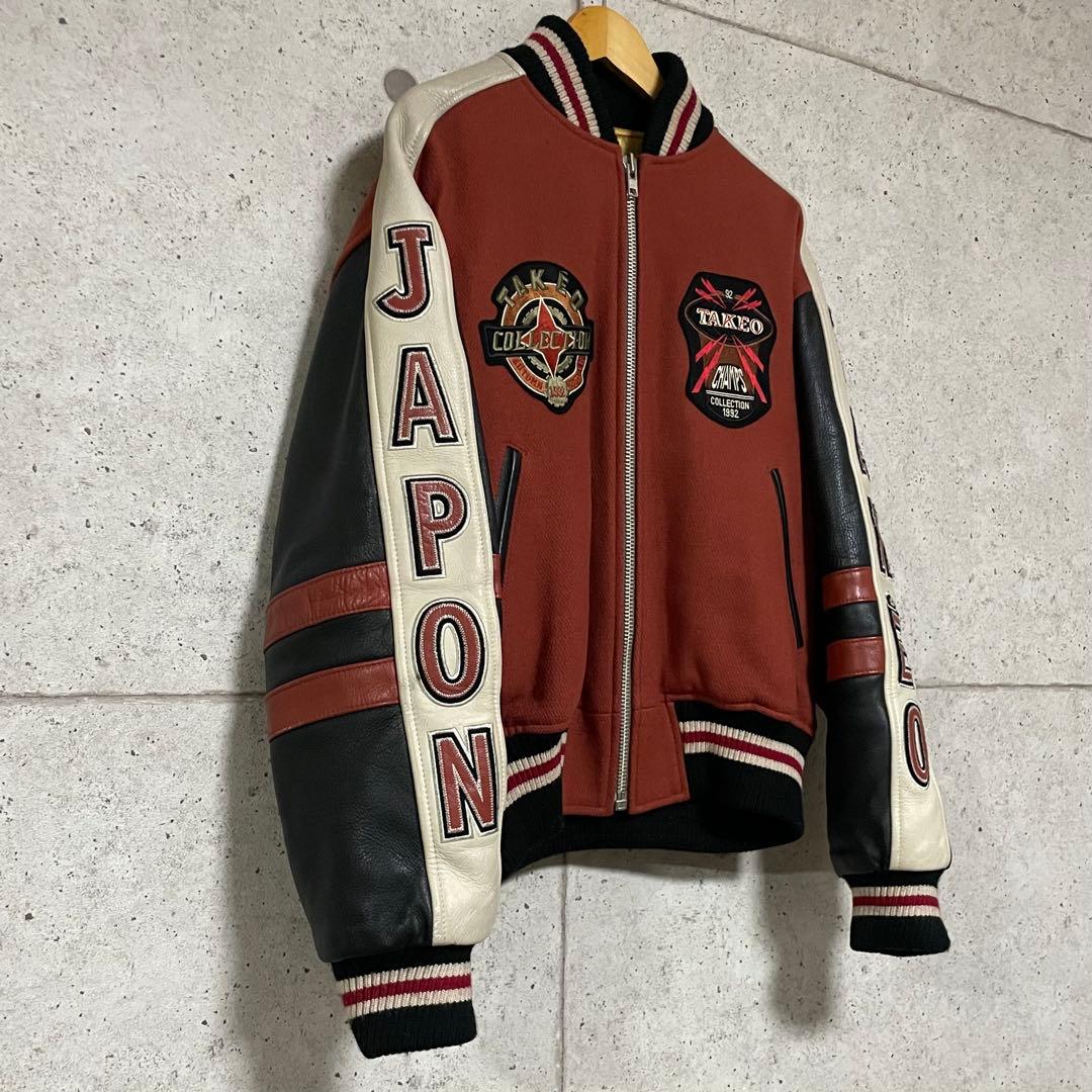 【ヴィンテージ古着】90s タケオキクチ レザー ウール スタジャン フルデコ