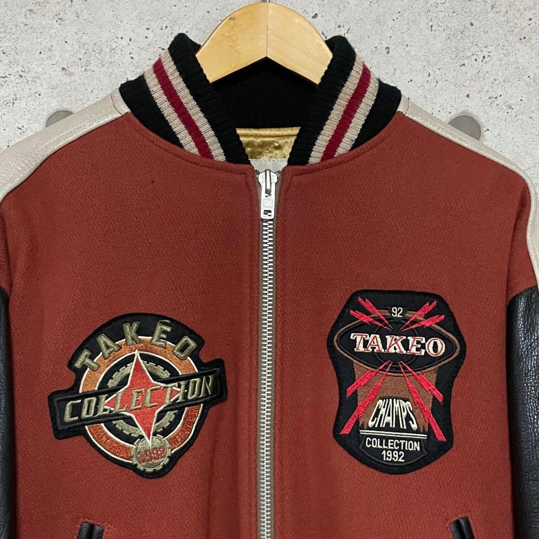 【ヴィンテージ古着】90s タケオキクチ レザー ウール スタジャン フルデコ