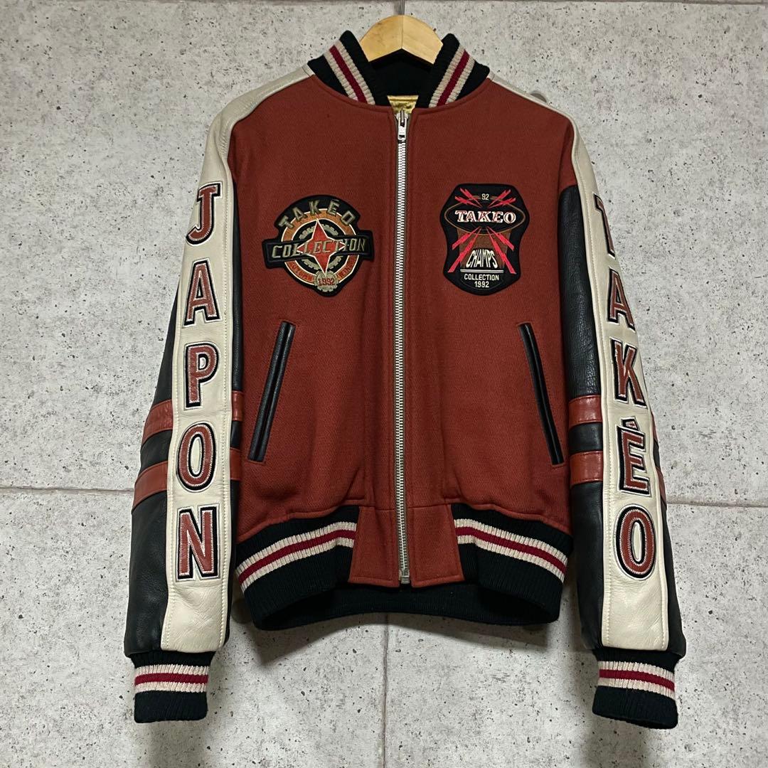 【ヴィンテージ古着】90s タケオキクチ レザー ウール スタジャン フルデコ